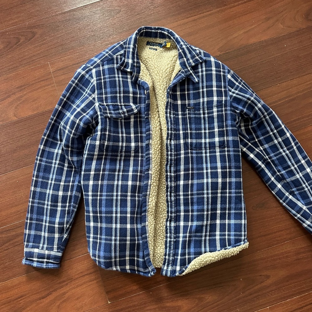 Polo Ralph Lauren Navy Plaid Sherpa Jacket